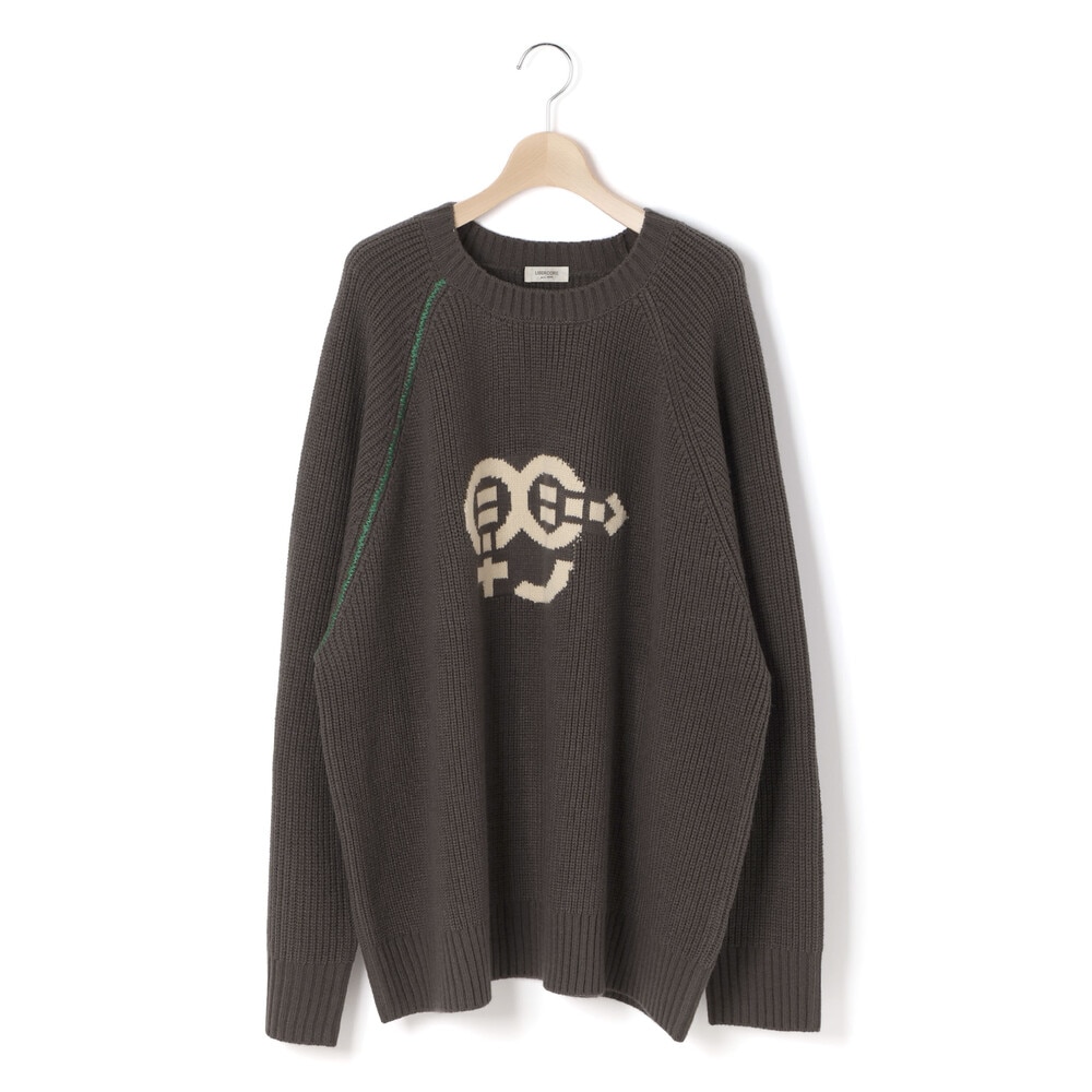 片畦編みロゴ入りセーター大人親子お揃い(145~175cm) グレー M(145-160cm)