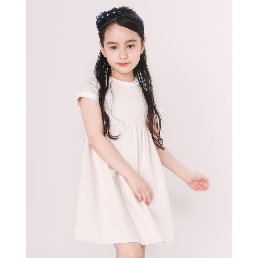 フォーマル ポンチ レース フレア 半袖 ワンピース 90 140cm 90cm ベージュ ワンピース 子供服べべの公式通販サイト Bebe Mall