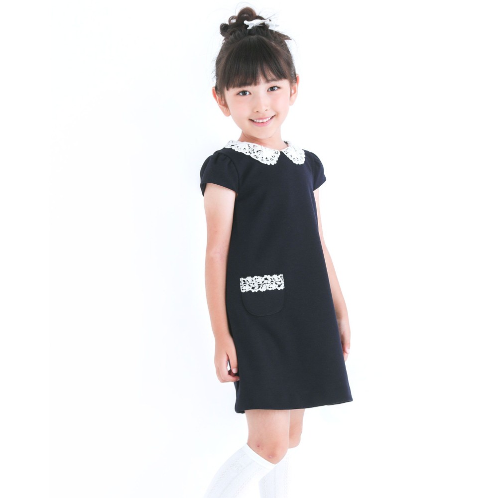 フォーマル ポンチ 襟レース 台形 ジャンパースカート ワンピース (90~140cm) グレー 110cm