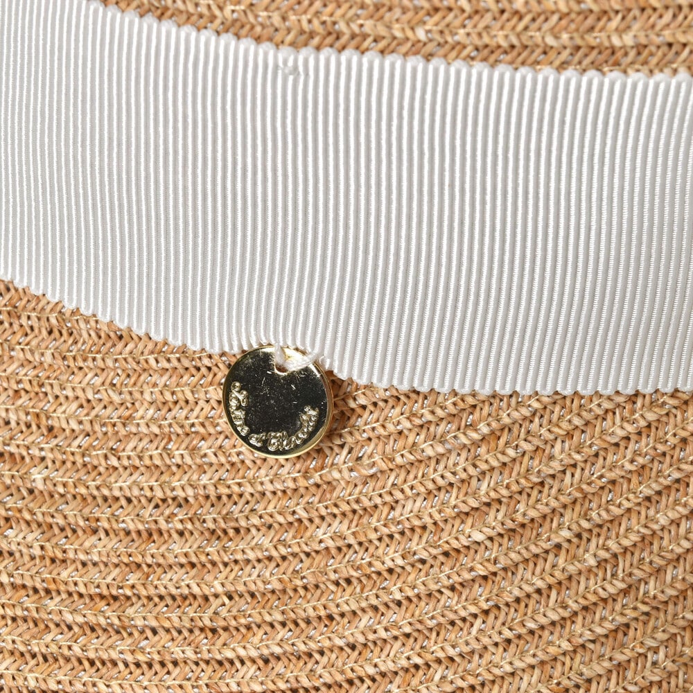 大きいリボン付きペーパーブレードハット(52~56cm) ホワイト 52cm