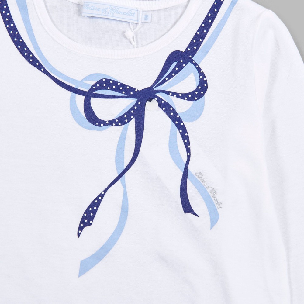 リボン プリント 長袖 Tシャツ (140cm) ホワイト 140cm