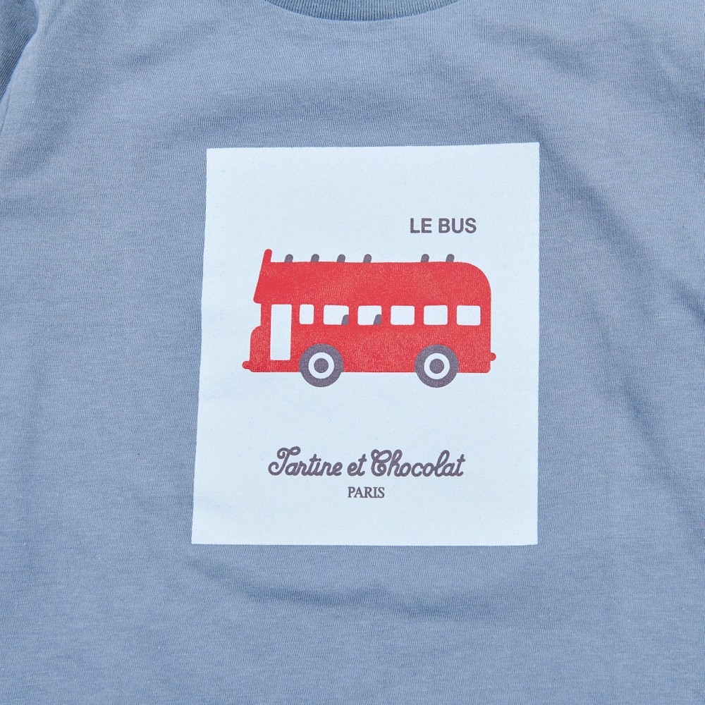 ナチュラル ソフト 天竺 くるま Tシャツ (110cm~130cm) ブルー 110cm