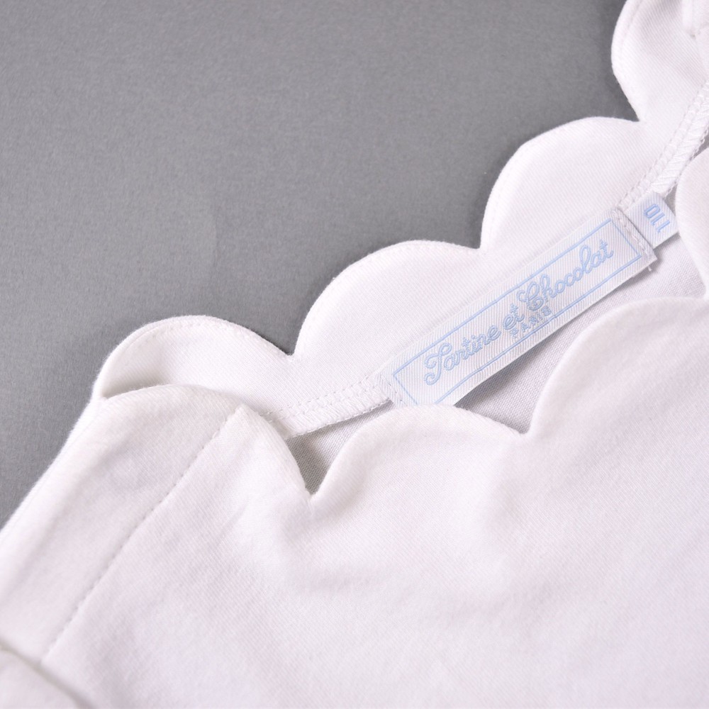 スカラップ リボン ソフト フェミニン Tシャツ (80cm~100cm) ホワイト 100cm