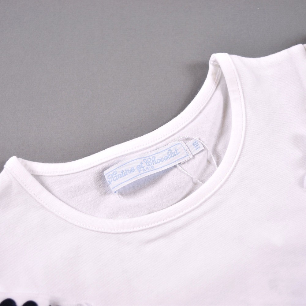 【PARIS企画】 フリル フェミニン シンプル 半袖 Tシャツ(80cm~100cm) ホワイト 80cm