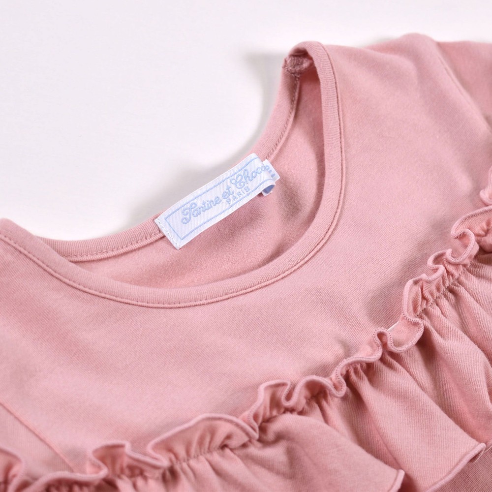 フリル フェミニン シンプル 無地 半袖 Tシャツ (110cm~130cm) ホワイト 130cm