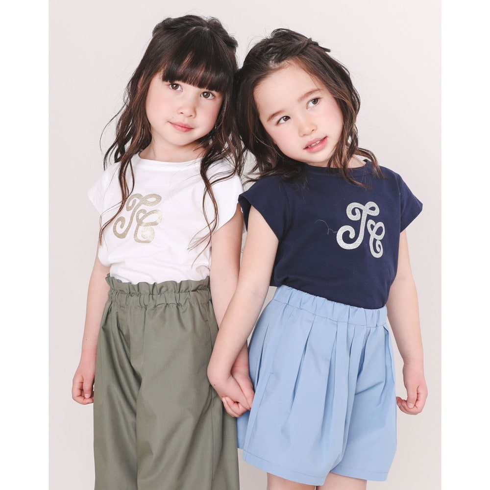 TCロゴ グリッター プリント 半袖 Tシャツ (90~140cm) ネイビー 90cm
