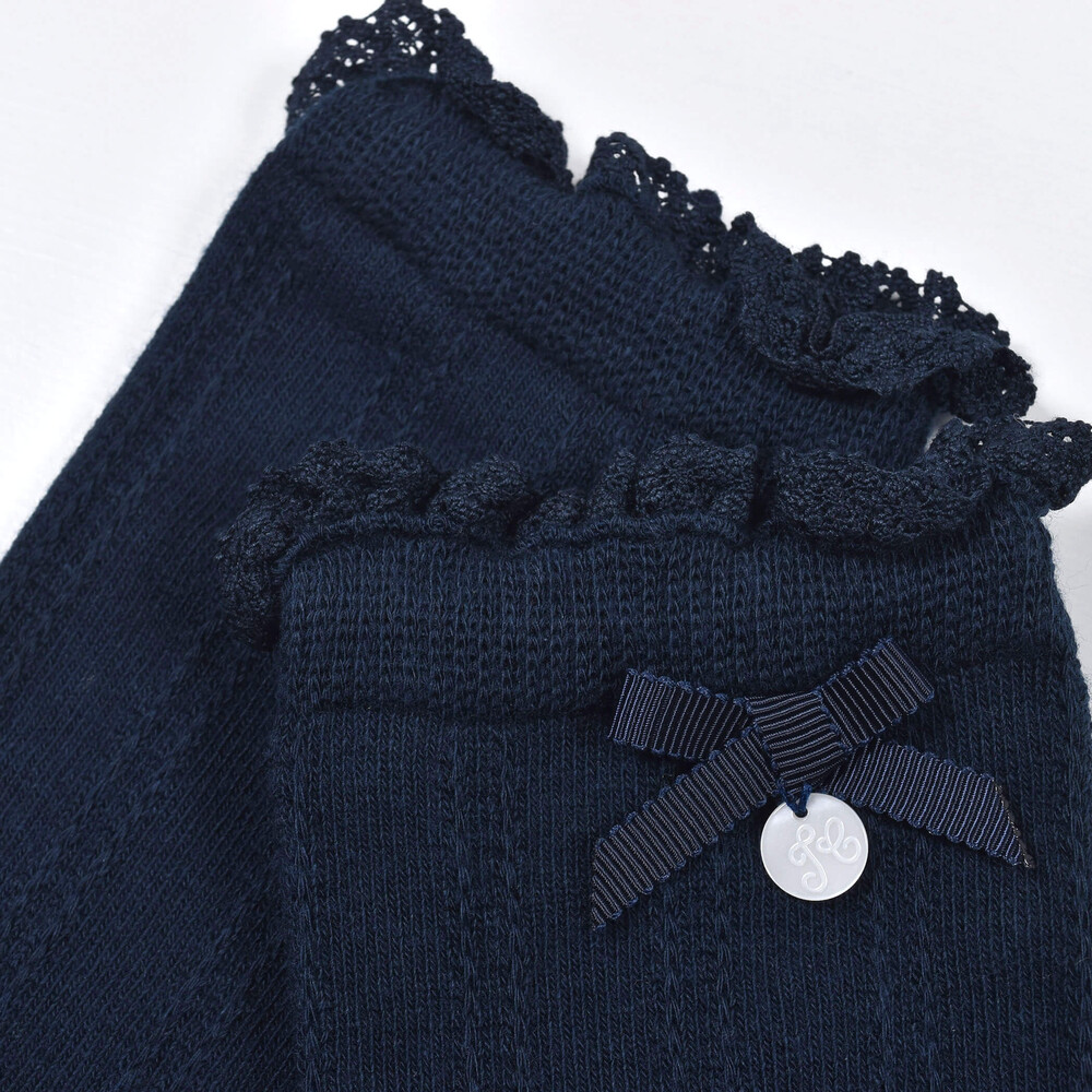 日本製 レース ハイソックス (13~21cm) オフホワイト 17-19cm