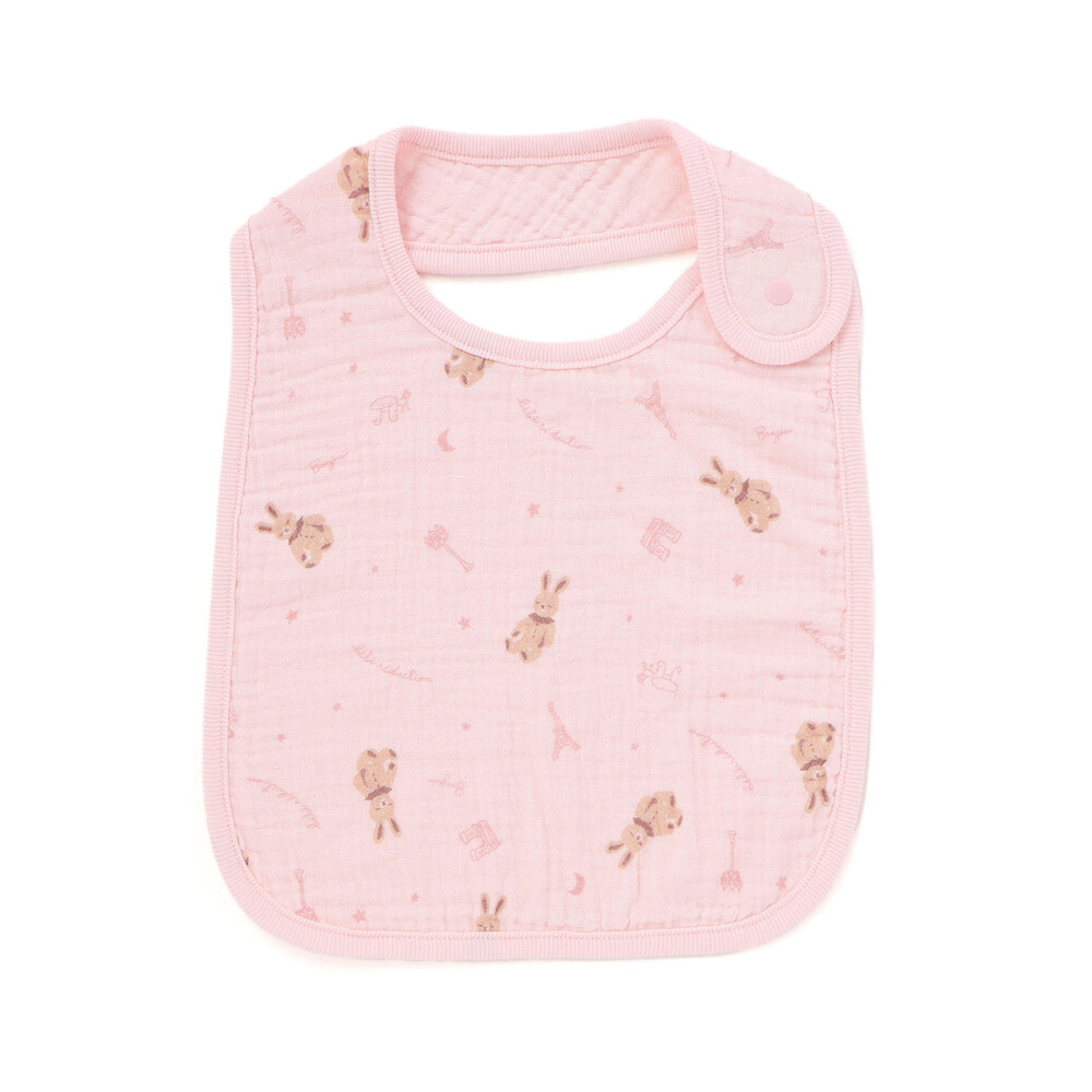 【お揃い】ガーゼアニマルプリントスタイ ベージュ系 ワンサイズ