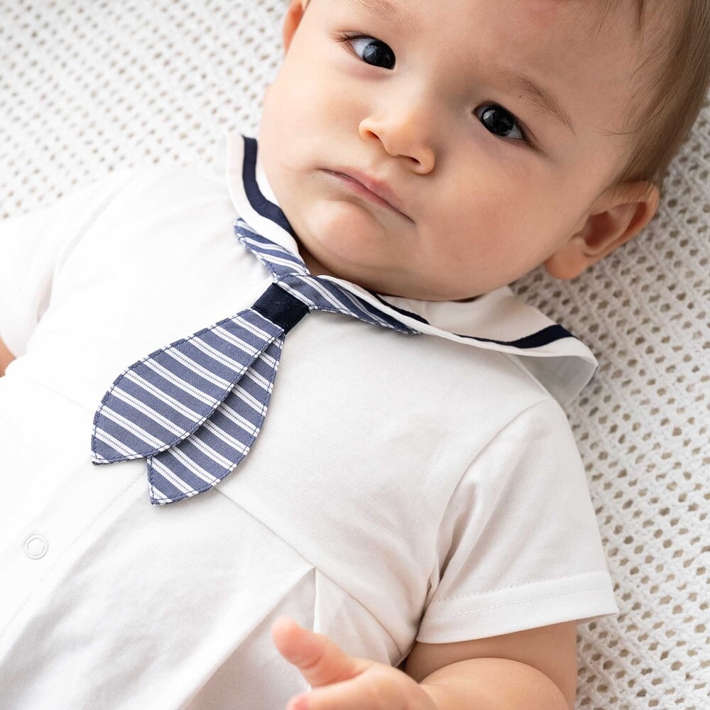 【お揃い】天竺セーラーネクタイ付き2WAYオールベビー(50~75cm) ホワイト ワンサイズ