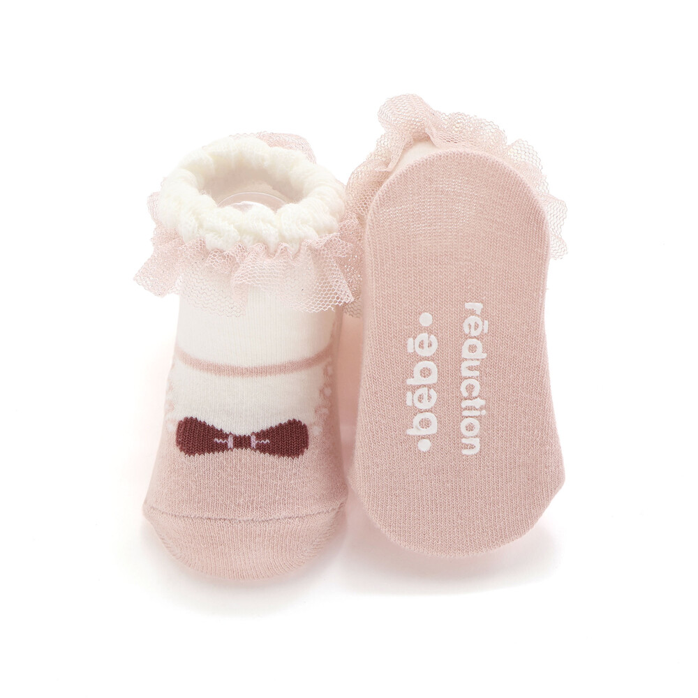 ラメチュール付きカップソックスベビー(8~13cm) ピンク系 8-10cm