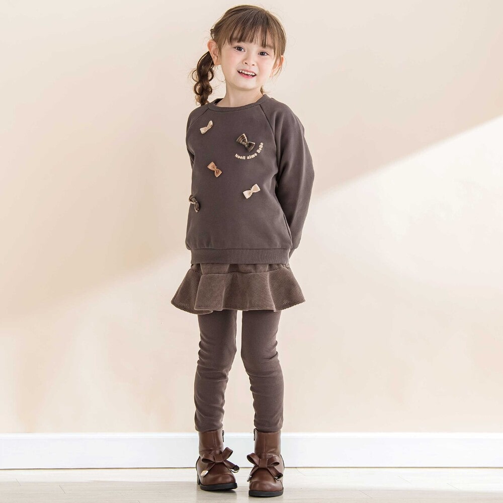 裏毛起毛リボン付きトレーナー(80~130cm) ボルドー 80cm