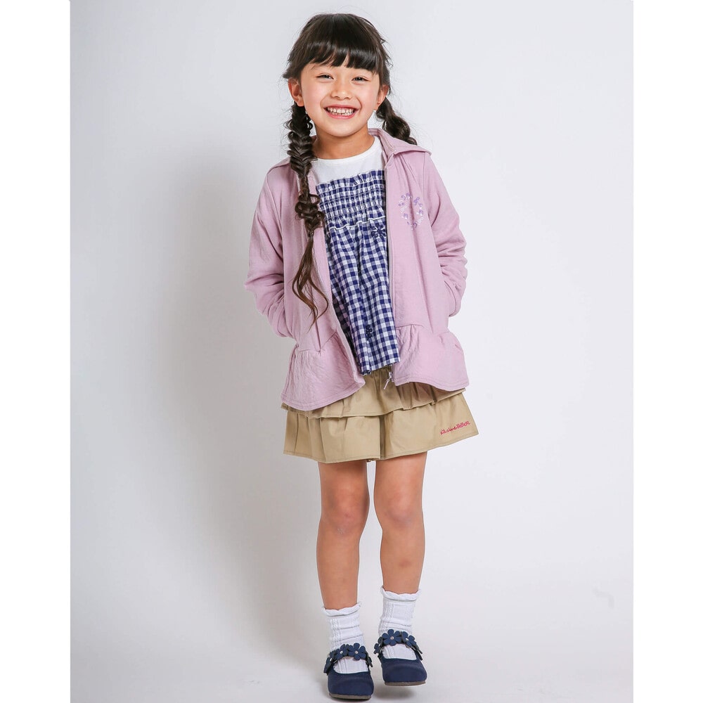 ギンガムチェック 刺繍 ドッキング Tシャツ 80 130cm 80cm ピンク トップス 子供服べべの公式通販サイト Bebe Mall