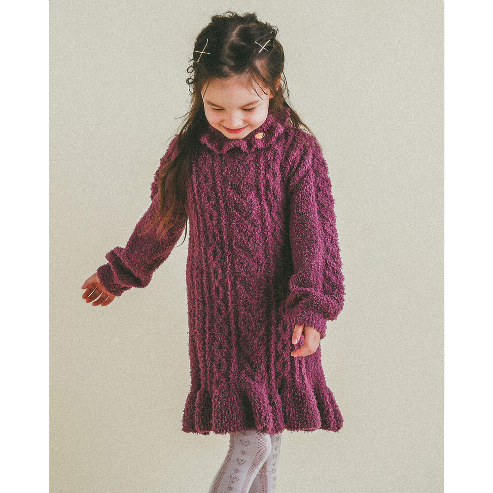 ケーブル編み ブークレ ニット ワンピース (SS~M) オフホワイト SS(75~95cm)