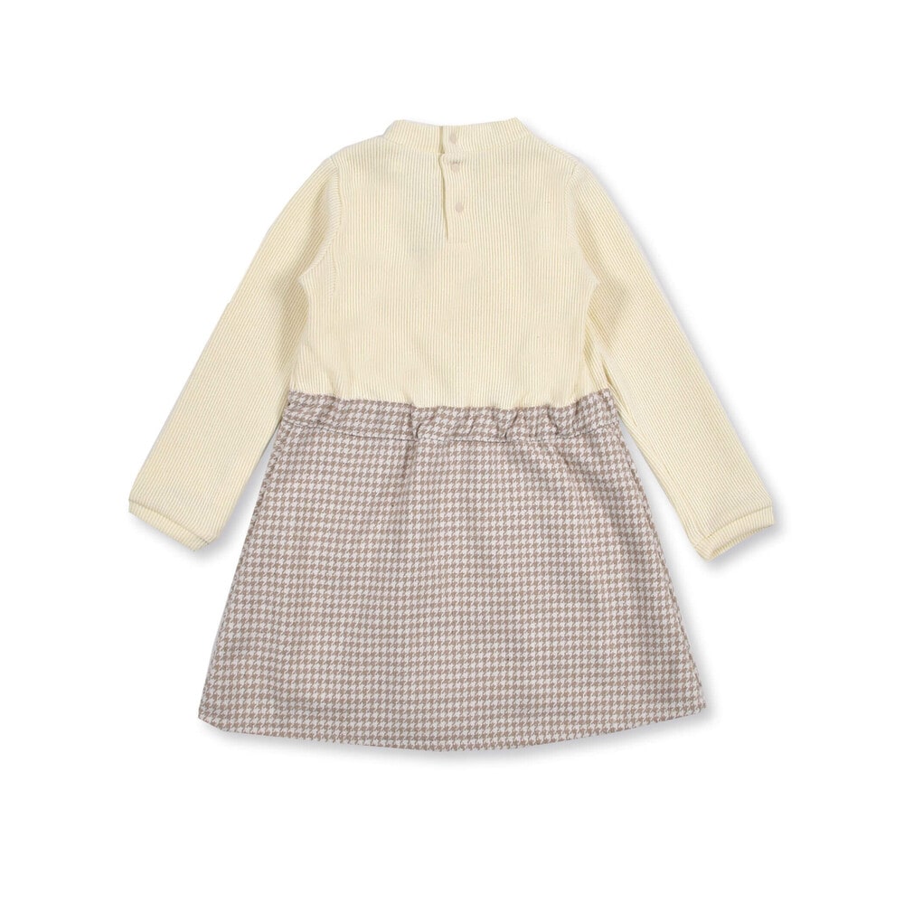 千鳥 柄 チェック 柄 ドッキング ワンピース (80~130cm) ブラック 90cm