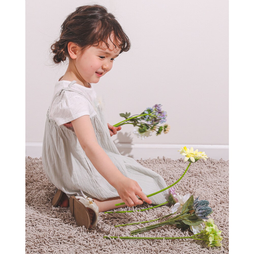 花 モチーフ チュール ドッキング キャミ ワンピース (80~130cm) ピンク 100cm