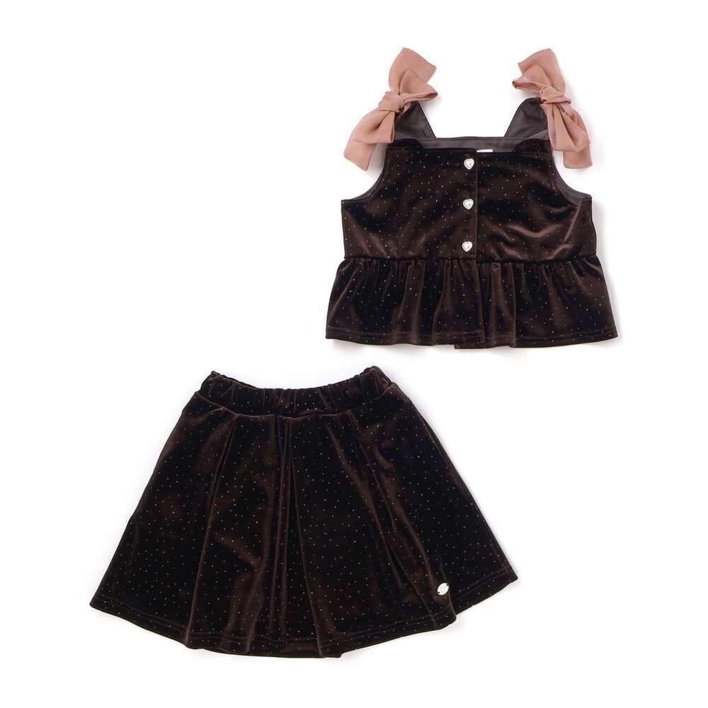 きらめくラメドットベロアビスチェセットアップ(90~130cm) ブラウン 90cm