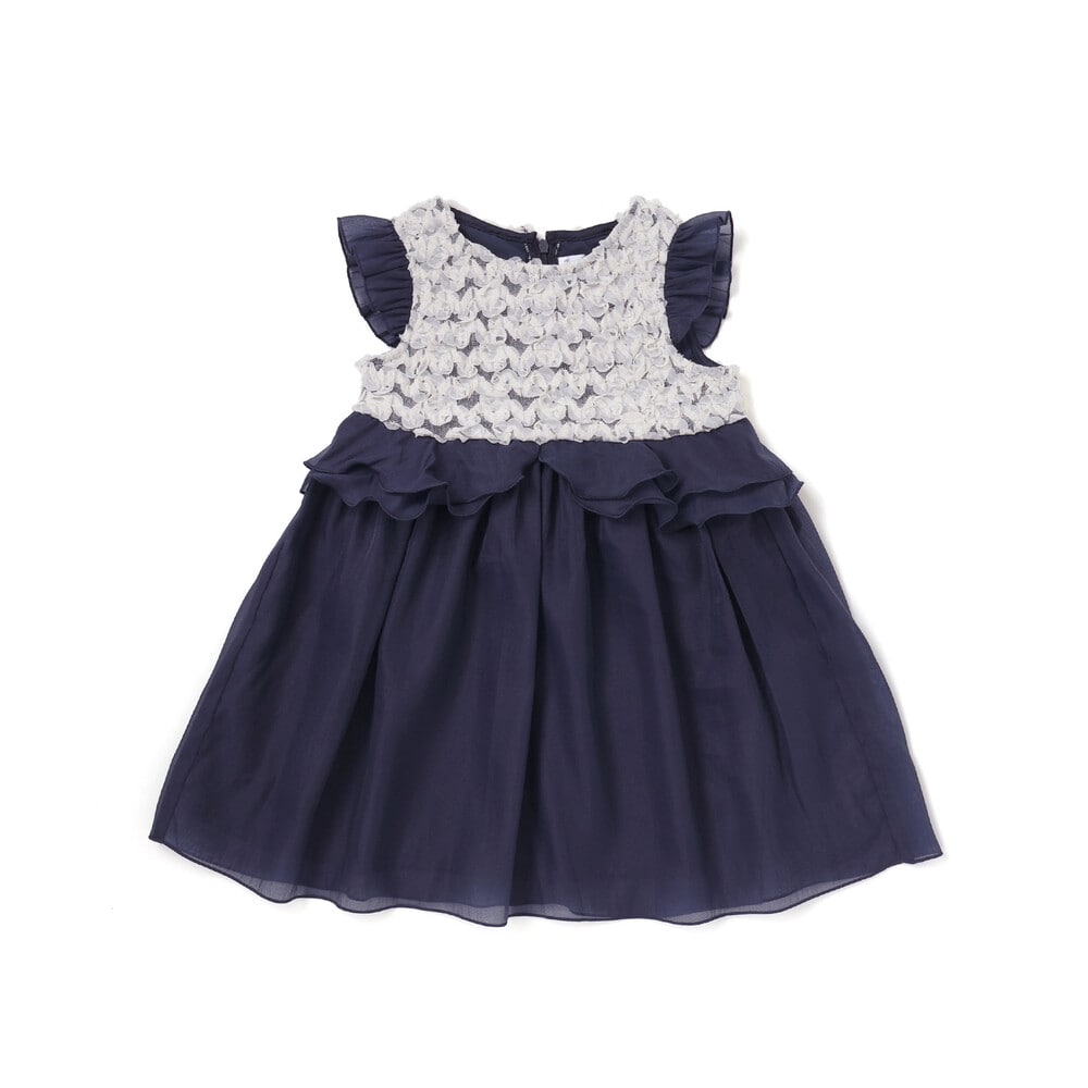 ふわふわオーガンジーフリルリボンペプラムドレス風ジャンパースカート(90~130cm) ピンク 90cm