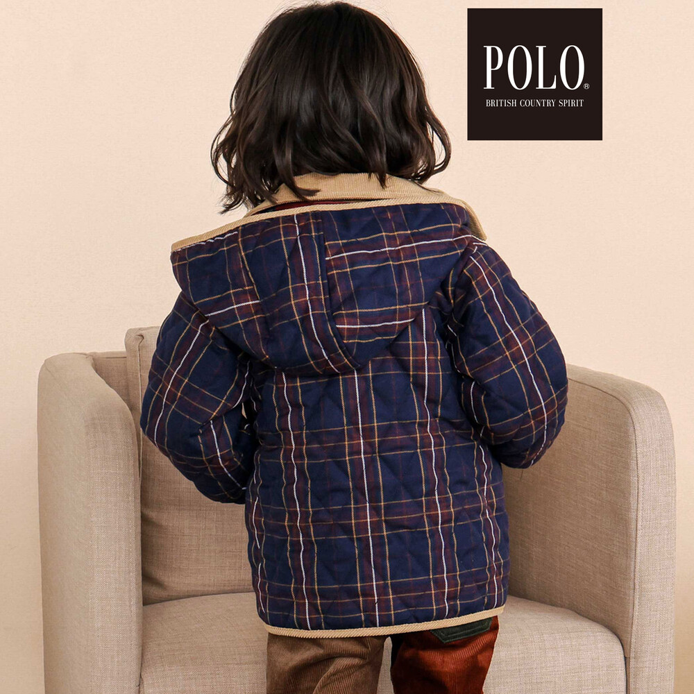 【POLO BCS(ポロ・ビーシーエス)×SLAP SLIP】フード付きキルトアウター(80~130cm) ネイビー系 80cm