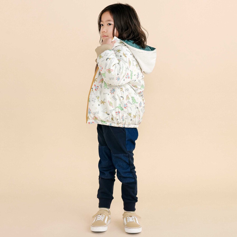 8WAY恐竜モチーフリバーシブルアウター(80~130cm) イエロー 80cm