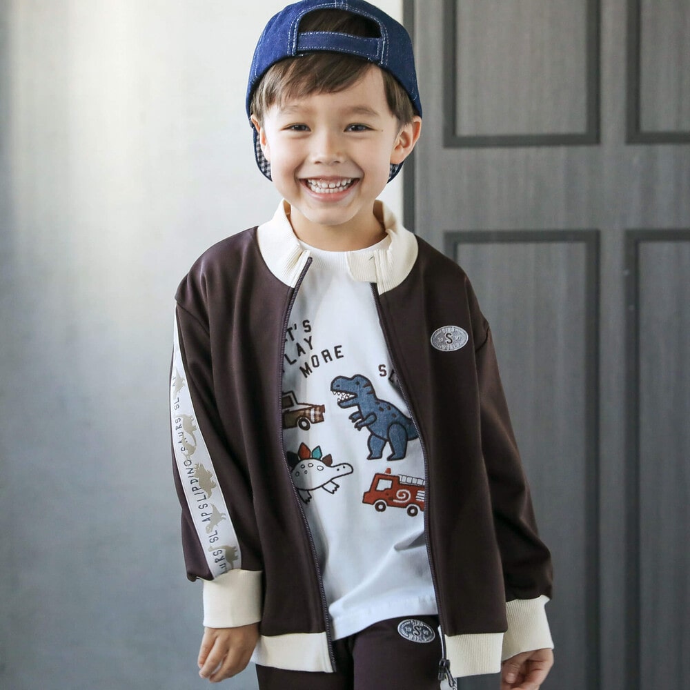 お揃い】恐竜シルエットラインテープトラックジャケット(80~130cm