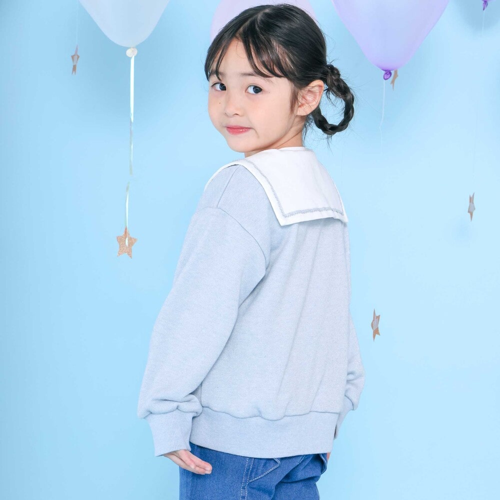 セーラーカラー刺しゅうジャケット(90~130cm) ブルー 90cm