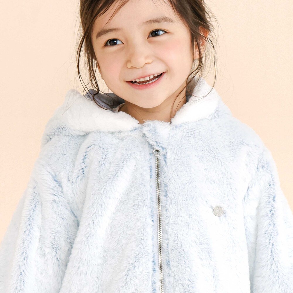 裾フリル花レースリバーシブルジャケット(90~130cm) ブルー 90cm