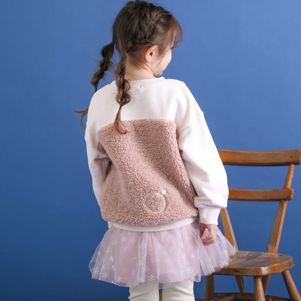 恐竜クマウサギアニマルフェイスボア切り替えトレーナー(80~120cm) ピンク(ウサギ) 80cm