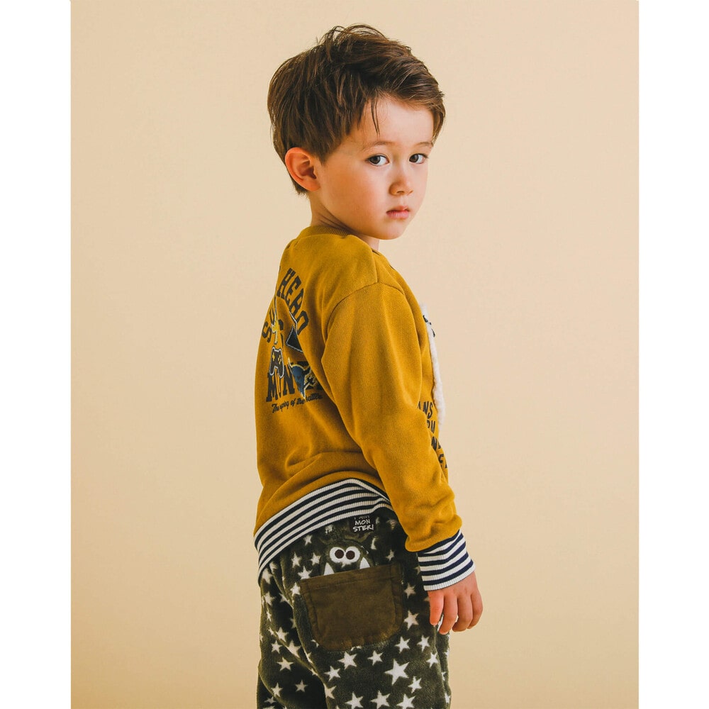 リバーシブル コールテン × 星 ボア モンスター 刺繍 パンツ (80~130cm) グレー 80cm