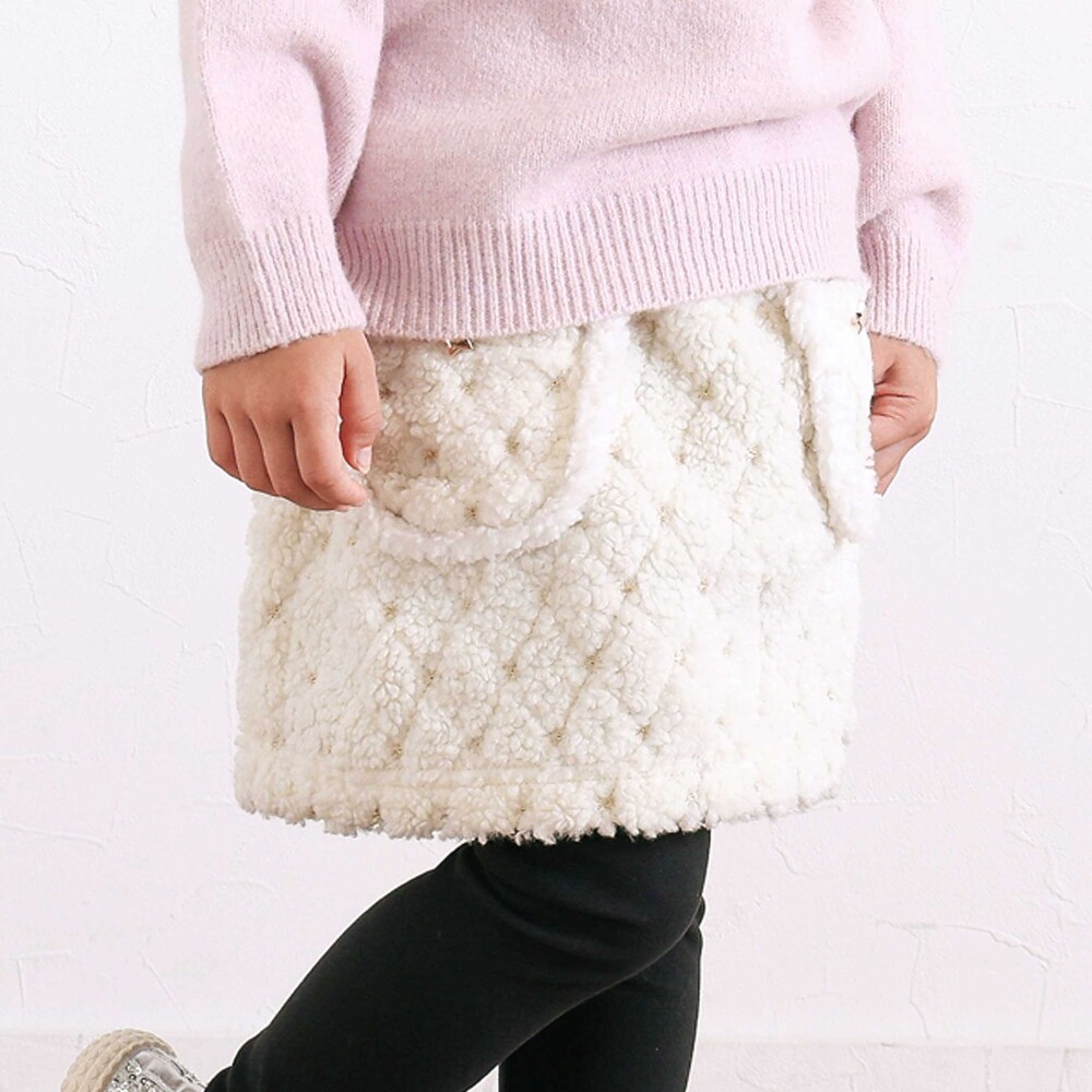 【お揃い】もこもこキラキラボアスカッツ(80~130cm) オフホワイト 80cm