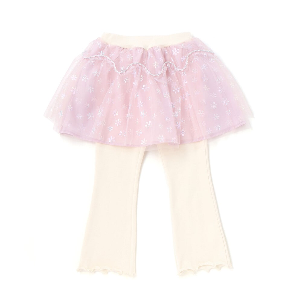 ふわふわドット雪柄チュールセミフレアスカッツ(80~120cm) ブルー 80cm