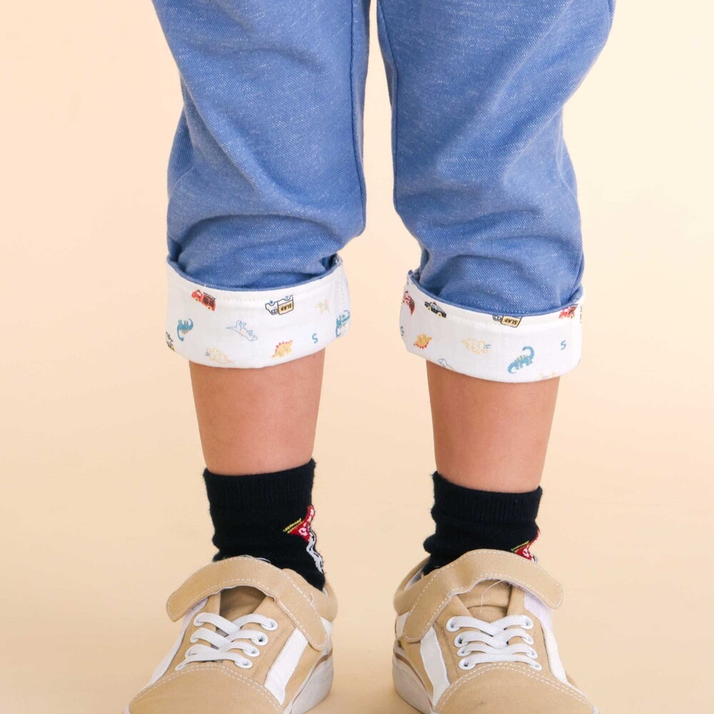 裾折り返し7分丈ツイルパンツ(80~120cm) ブルー 80cm