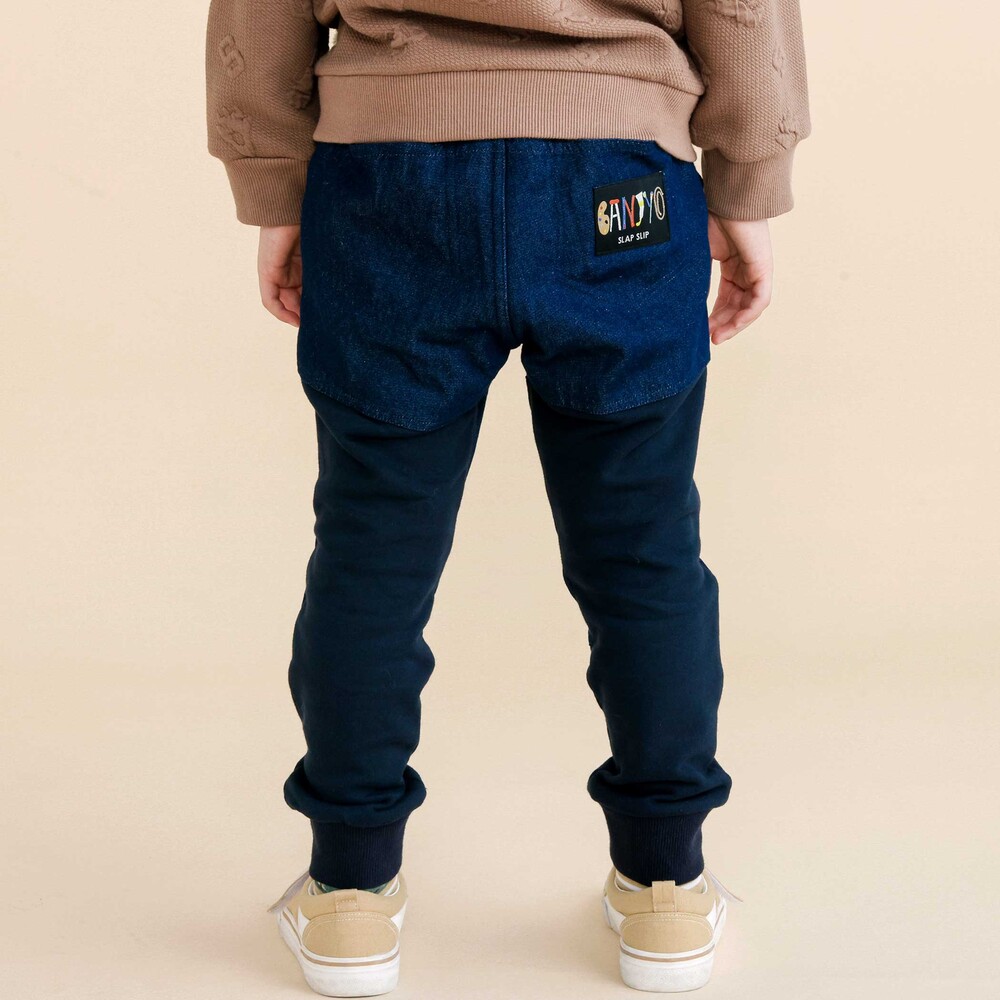 【GANJYO】カラー切り替えパンツ(80~130cm) ネイビー 80cm