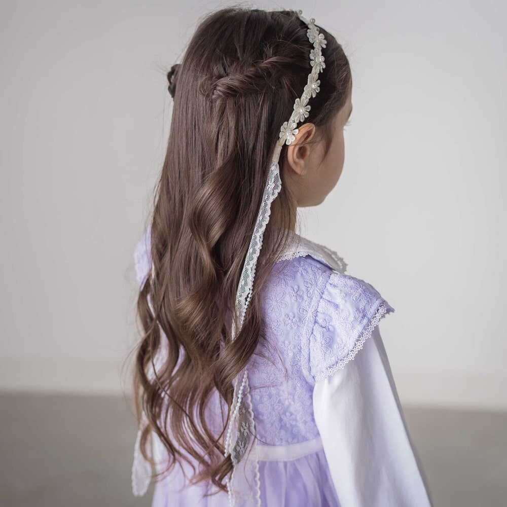 パールビーズお花レースカチューシャ オフホワイト(レース) ワンサイズ