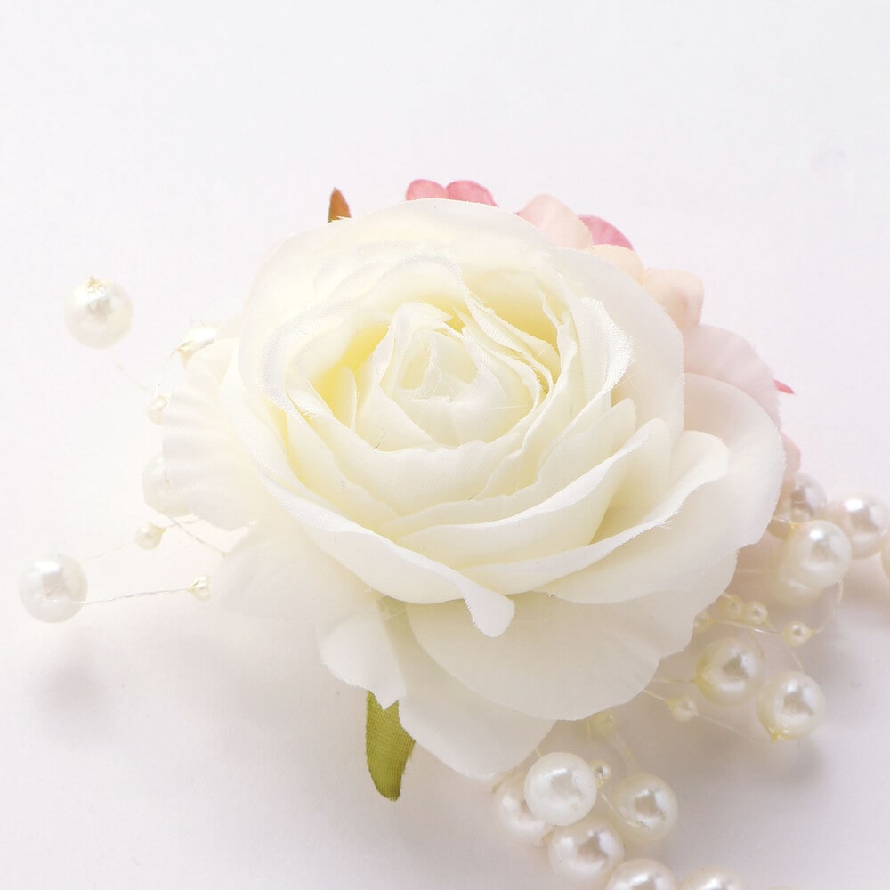 フラワーパール風ビーズコサージュ ブルー ワンサイズ