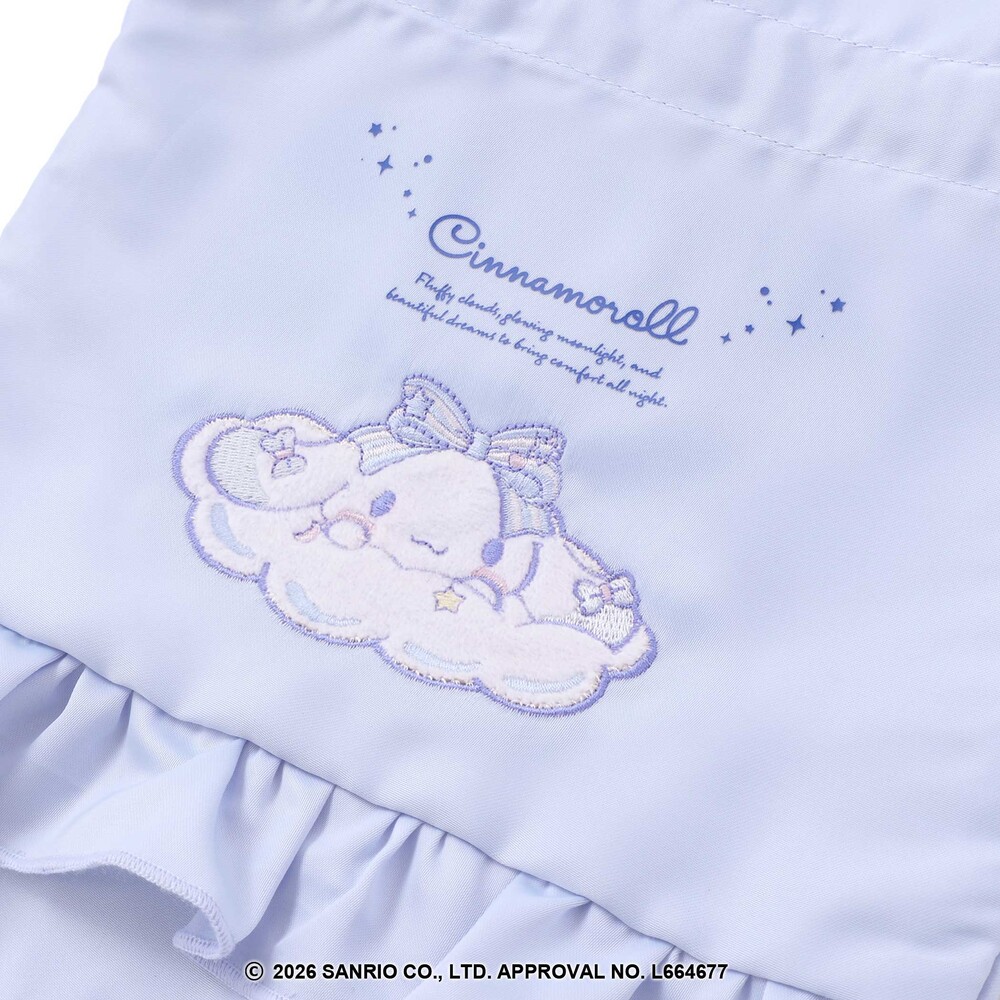 【シナモロール/ポムポムプリン×SLAPSLIP】フロントプリントフリルチェック巾着 ブルー ワンサイズ