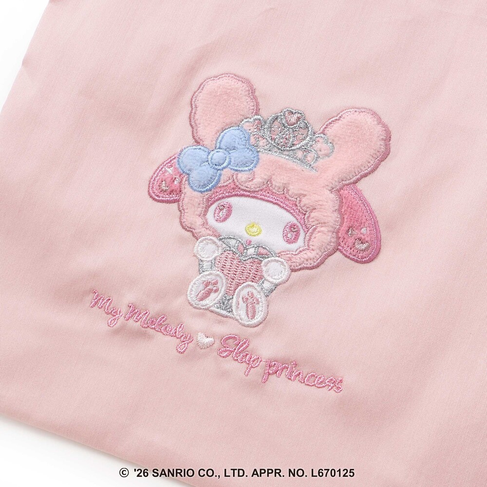 【サンリオキャラクターズxSLAPSLIP】モチーフパッチ刺しゅう巾着 ピンク ワンサイズ