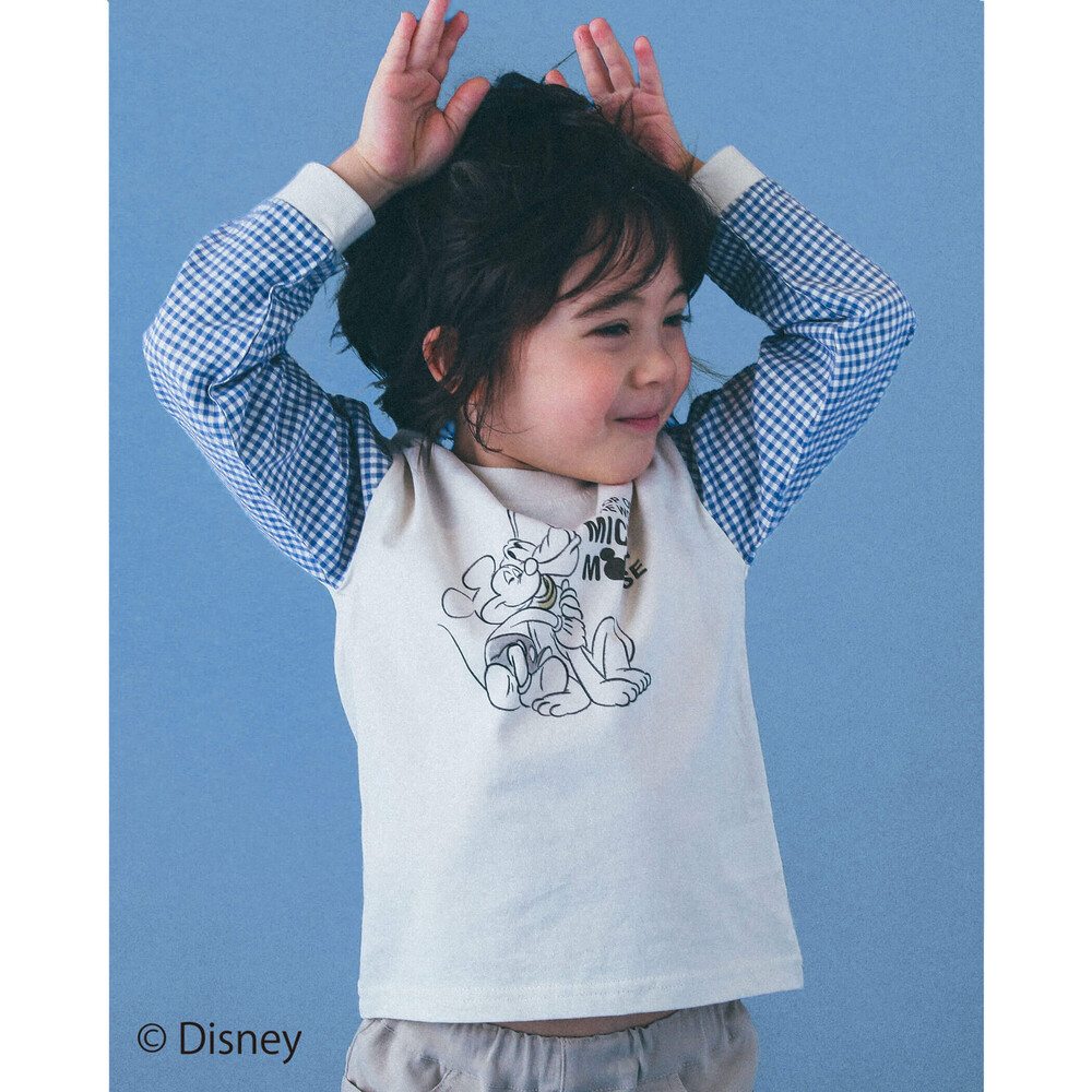 Disney ミッキー プルート シンバ チェック プリント Tシャツ 80 130cm 80cm グリーン トップス 子供服べべの公式通販サイト Bebe Mall