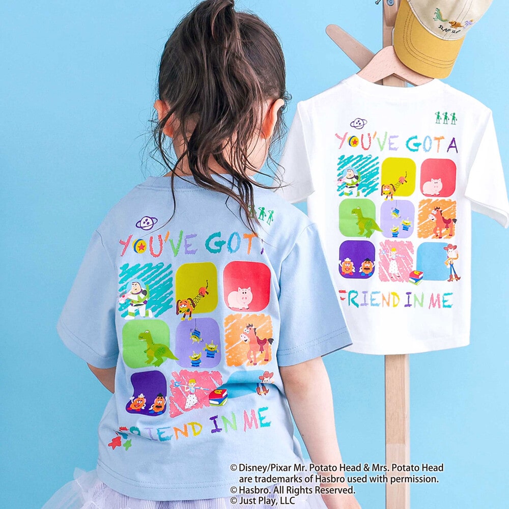 【トイ・ストーリー(Toy Story)コレクション】キャラクターワッペン&バックプリント半袖Tシャツ(80~130cm) ブルー 80cm
