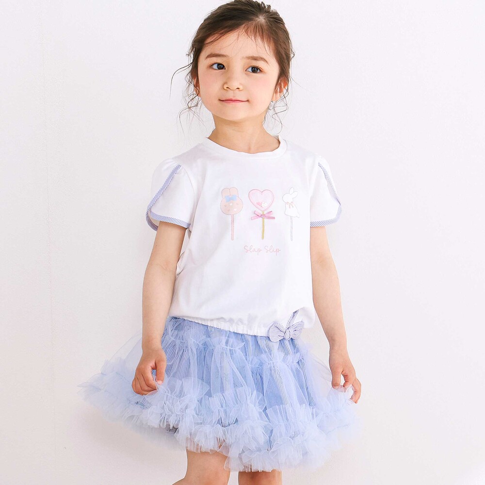 【接触冷感】ドロストペタルスリーブ半袖Tシャツ(80~130cm) ホワイト 80cm