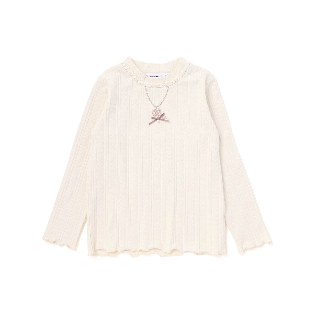 ネックレス刺しゅう長袖Tシャツ(80~130cm) オフホワイト 80cm