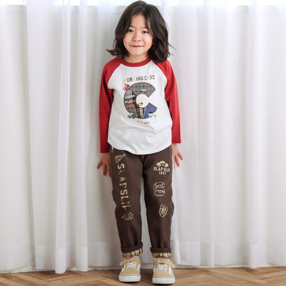 ロゴパッチ刺しゅうラグラン長袖Tシャツ(80~130cm) グリーン 80cm