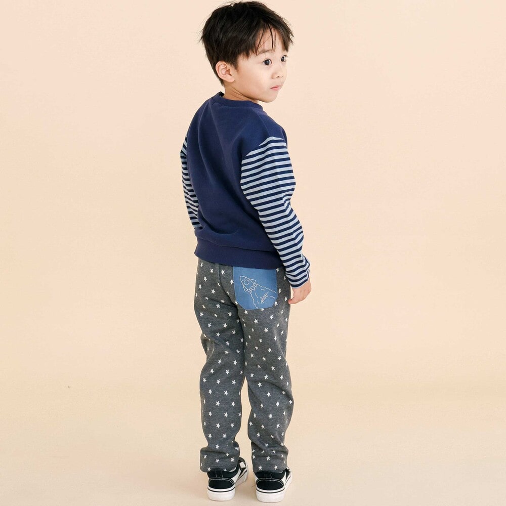 ボーダー切り替え長袖Tシャツ(80~130cm) ネイビー 80cm