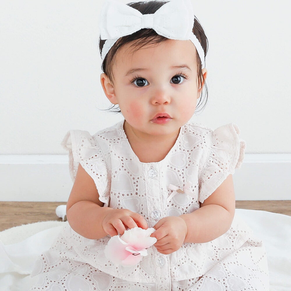 【お揃い】肩フリルハートレース生地ワンピース+ブルマセットアップベビー(70~80cm) ピンク ワンサイズ(70-80cm)