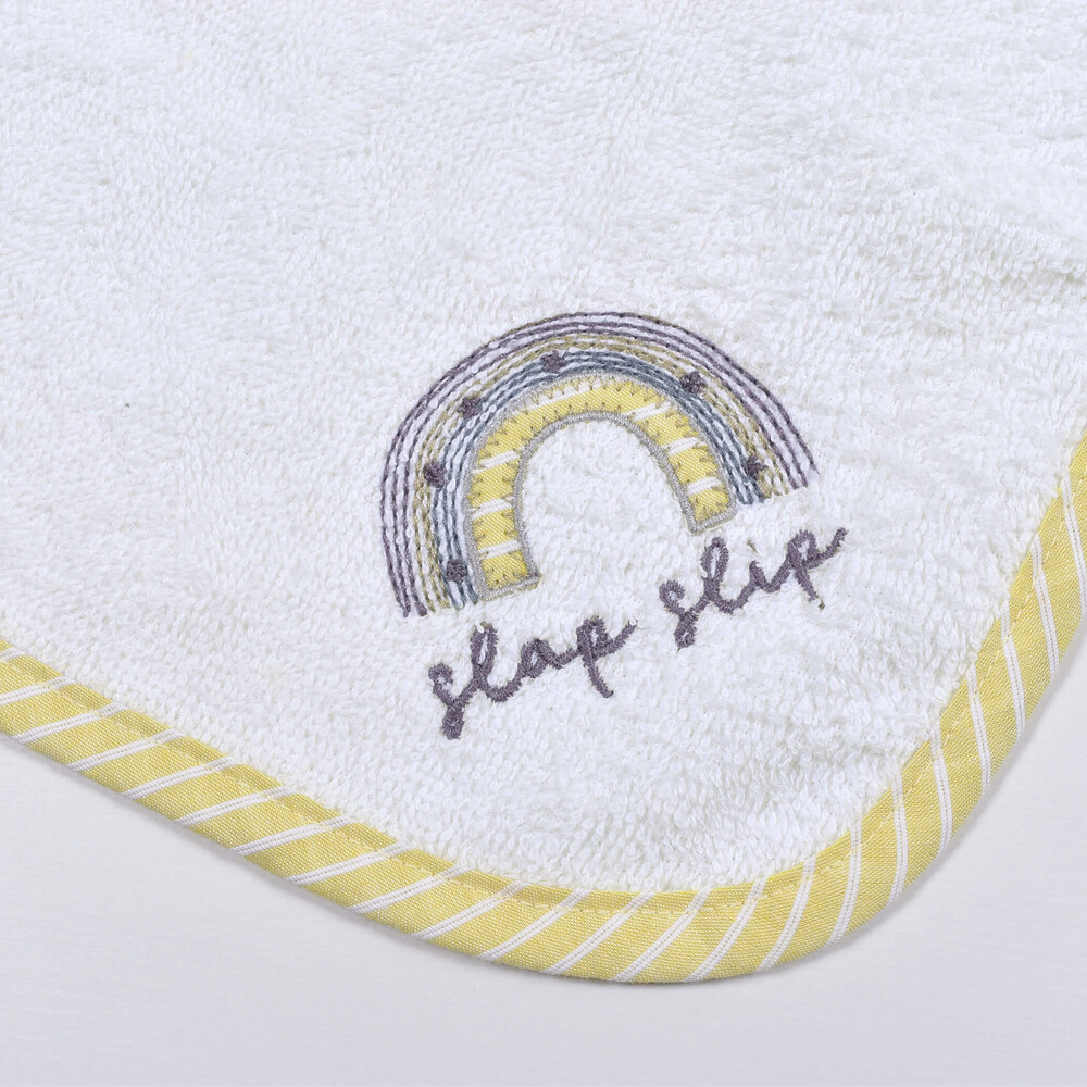 柄ナレ 刺繍 縁取り パイル ハンカチ オフホワイト ワンサイズ