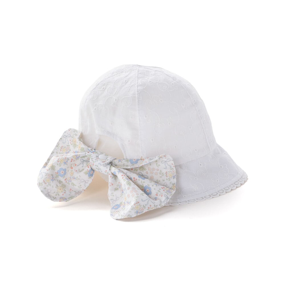 日よけ&レース付き帽子ベビー(46~48cm) ホワイト 46cm