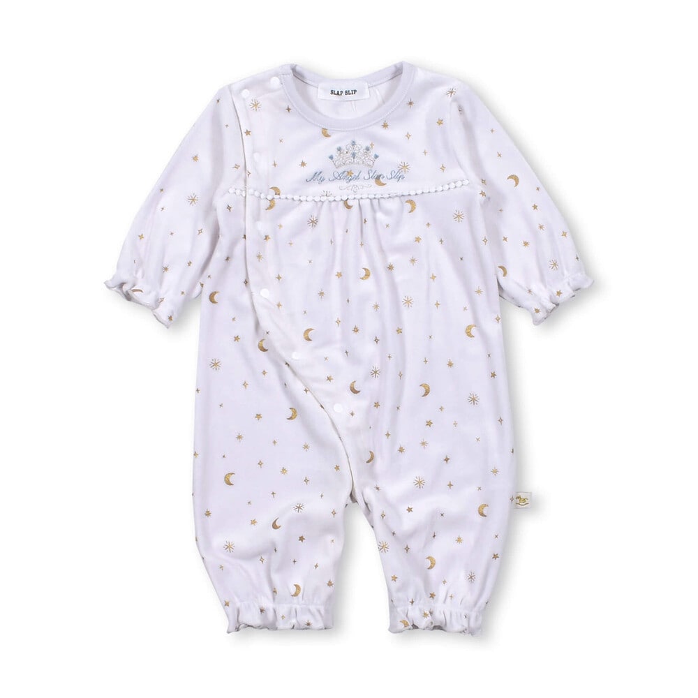 ドットレース ティアラ 刺繍 裾 ギャザー 2WAYオール ベビー (50~70cm) ピンク系 ワンサイズ