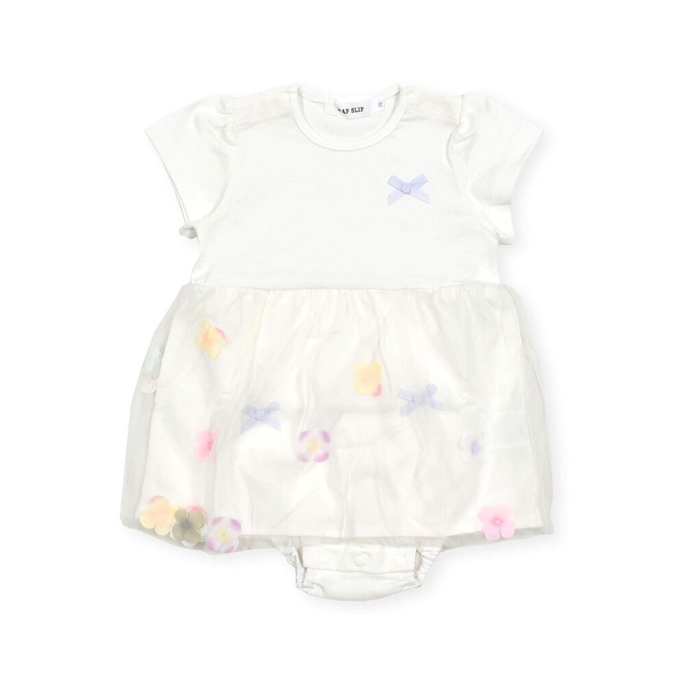 【お揃い】お花モチーフフワフワチュールロンパースベビー(70~80cm) ピンク 70cm