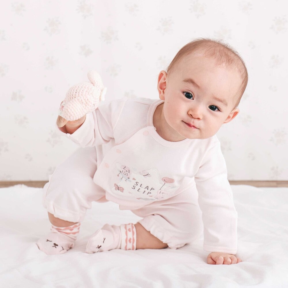 アニマルクマウサギ恐竜お星さまパッチ2WAYオールベビー(50~70cm) ピンク ワンサイズ(50-70cm)