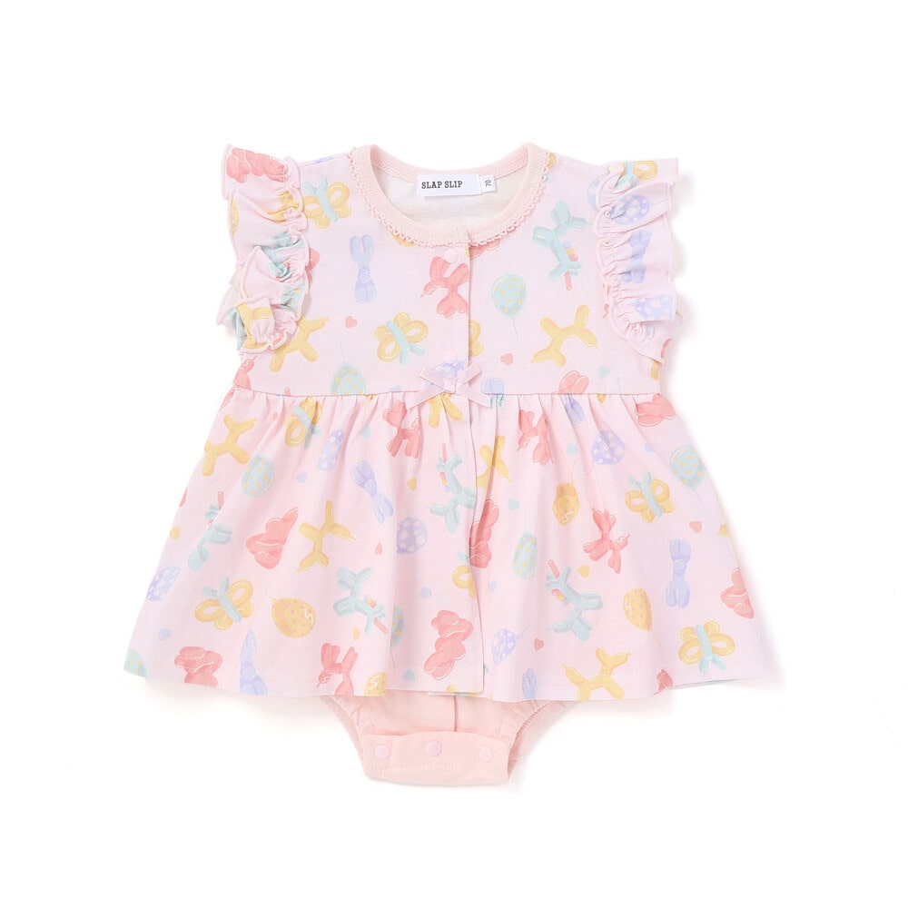 【お揃い】バルーン宝石アイス果物総柄プリントボディミニベビー(60~80cm) ピンク系 60cm