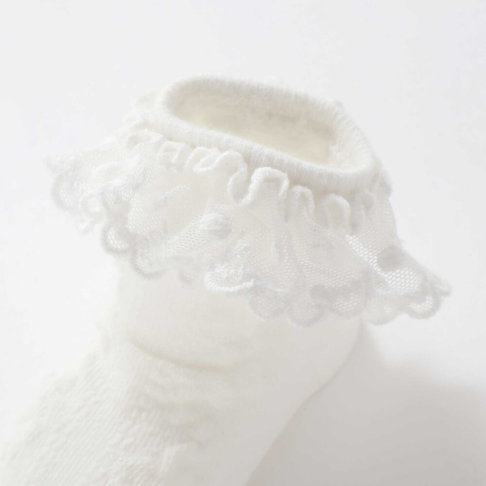 花モチーフ編みレースソックスベビー(9~12cm) オフホワイト ワンサイズ(9-12cm)